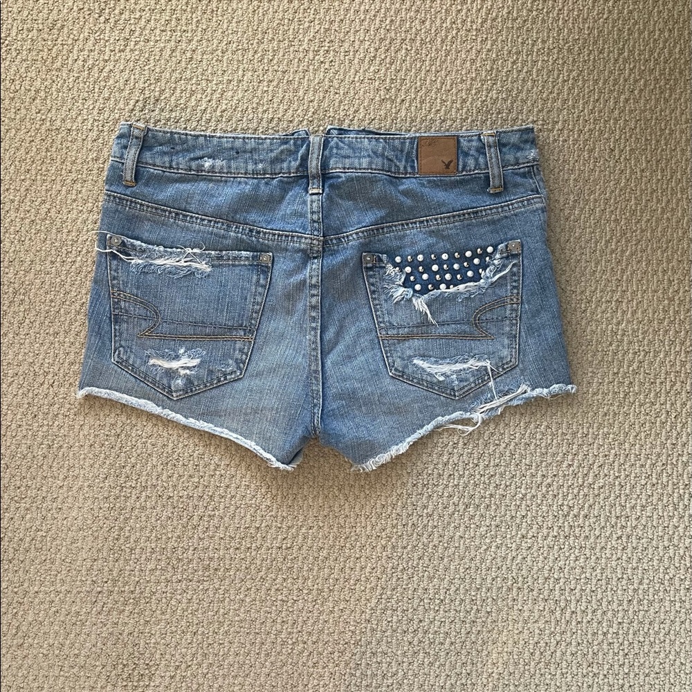 American Eagle Custom Bedazzled Denim Shorts